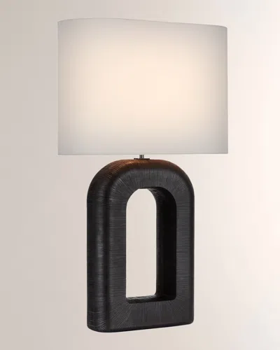 Visual Comfort Signature Utopia Large Combed Table Lamp By Kelly Wearstler In Aged Iron