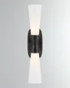 Visual Comfort Signature Utopia Large Double Bath Sconce By Kelly Wearstler In Aged Iron