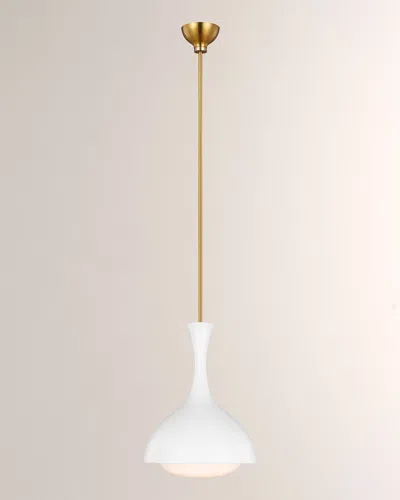 Visual Comfort Studio 1 -light Small Pendant Lucerne By Aerin In Matte White And Burnished Brass