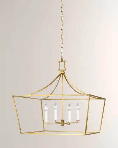 Visual Comfort Studio 4 - Light Wide Lantern Southold By Chapman & Myers In Burnished Brass