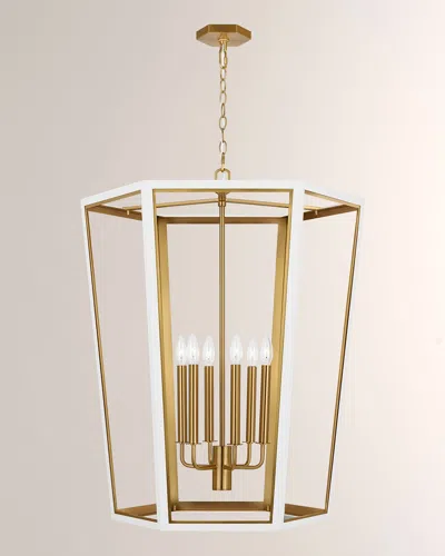 Visual Comfort Studio Curt Large Lantern By Alexa Hampton In Matte White &amp; Burnished Brass