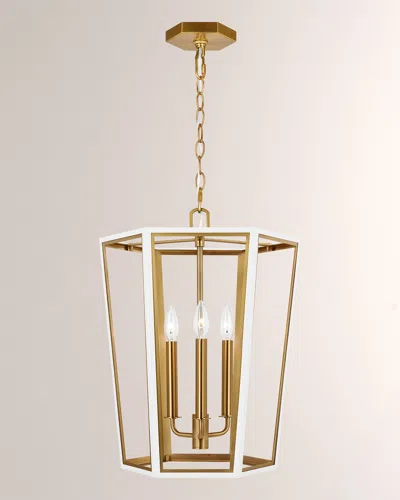 Visual Comfort Studio Curt Small Lantern By Alexa Hampton In Matte White &amp; Burnished Brass