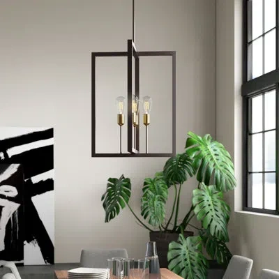 Visual Comfort Studio Finnegan 4 - Light Candle Style Rectangle/square Chandelier In Bronze