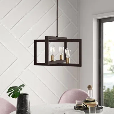 Visual Comfort Studio Finnegan 4 - Light Unique / Statement Square / Rectangle Chandelier In Bronze