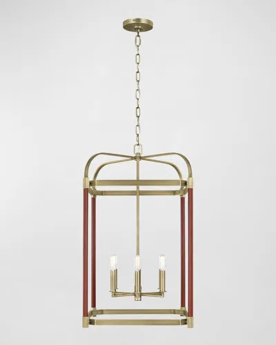 Visual Comfort Studio Hadley Large Lantern By Lauren Ralph Lauren In Worn Brass