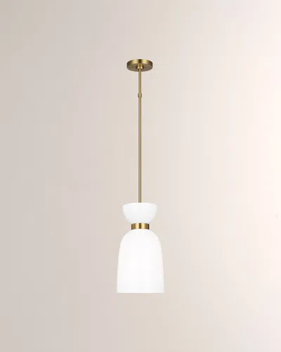 Visual Comfort Studio Londyn Tall Pendant By Kate Spade New York In Burnished Brass W/milk White Glass