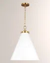 Visual Comfort Studio Wellfleet Large Cone Pendant By Chapman & Myers In Matte White And Burnished Brass