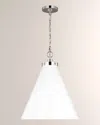 Visual Comfort Studio Wellfleet Large Cone Pendant By Chapman & Myers In Matte White And Polished Nickel