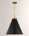 Visual Comfort Studio Wellfleet Large Cone Pendant By Chapman & Myers In Midnight Black And Burnished Brass