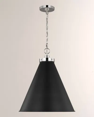 Visual Comfort Studio Wellfleet Large Cone Pendant By Chapman & Myers In Midnight Black And Polished Nickel