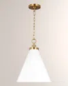 Visual Comfort Studio Wellfleet Medium Cone Pendant By Chapman & Myers In Matte White And Burnished Brass