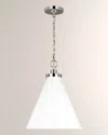 Visual Comfort Studio Wellfleet Medium Cone Pendant By Chapman & Myers In Matte White And Polished Nickel