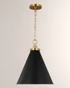 Visual Comfort Studio Wellfleet Medium Cone Pendant By Chapman & Myers In Midnight Black And Burnished Brass