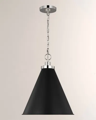 Visual Comfort Studio Wellfleet Medium Cone Pendant By Chapman & Myers In Midnight Black And Polished Nickel