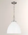 Visual Comfort Studio Wellfleet Medium Dome Pendant By Chapman & Myers In Matte White And Polished Nickel