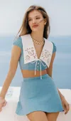 Visual Mood Livia Embroidered Sailor Bikini Set With High-waist Skirted Bottom