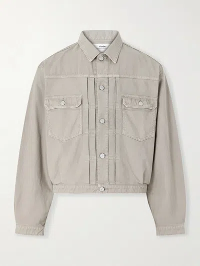 Visvim 101xx Embroidered Garment-dyed Corduroy Jacket In Gray