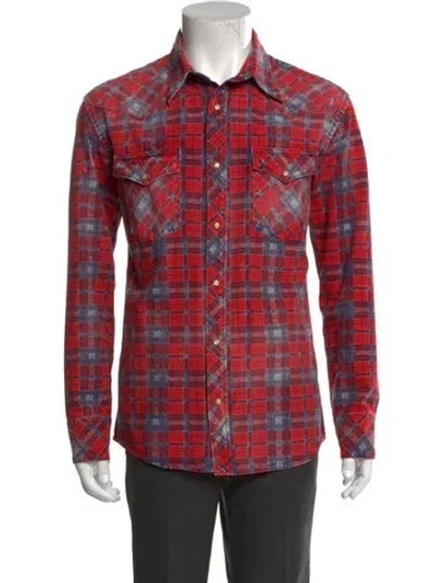 Pre-owned Visvim 2013 Flannel Print Western Shirt In Red