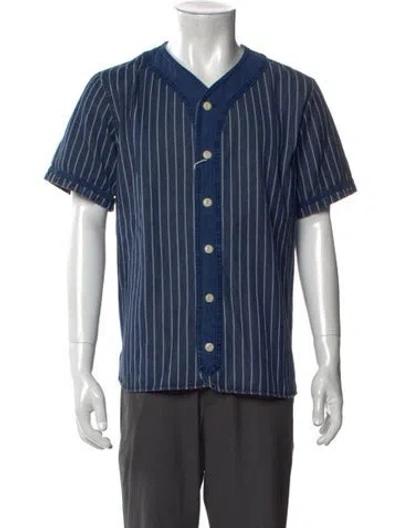 Pre-owned Visvim 2016 Dugout Henley Denim Shirt In Blue