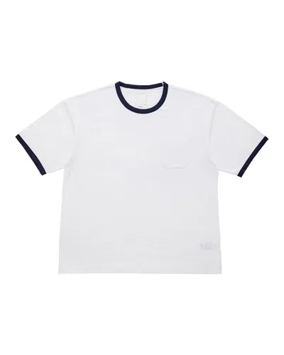 Visvim Amplus Ringer T-shirt In White/navy