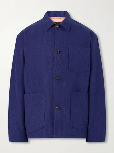 Visvim Baker Textured Wool And Linen-blend Jacket In Blue
