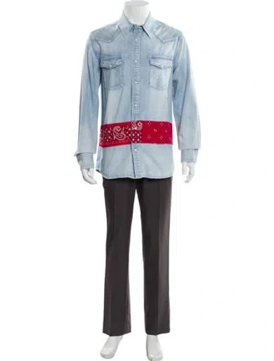 Pre-owned Visvim Bandana Paisley Border Paisley Print Denim Shirt In Multi