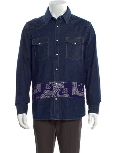 Pre-owned Visvim Bandana Paisley Denim Border Paisley Print Denim Shirt In Blue