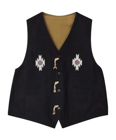Visvim Beaded Embroidered Vest In Blue