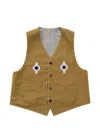 Visvim Beaded-motif Front-button Gilet In Green
