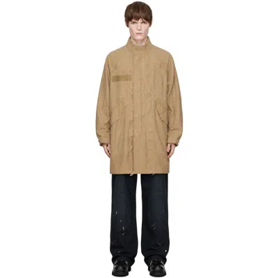 Visvim Beige Six Five Parka Coat In Black