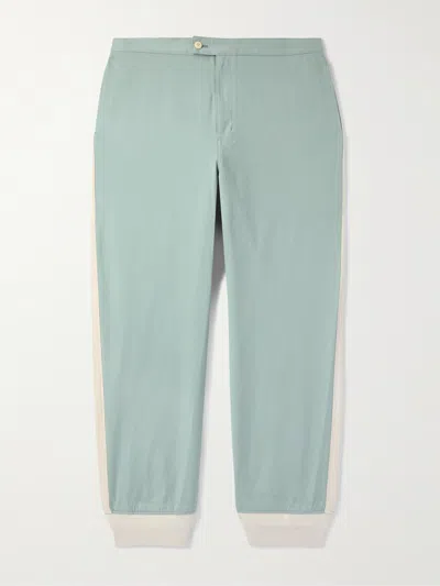 Visvim Bertone Tapered Grosgrain-striped Cotton-twill Trousers In Multi