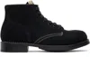 Visvim Brigadier-folk Leather-trimmed Suede Boots In Black