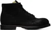 Visvim Brigadier-folk Leather-trimmed Suede Boots In Black