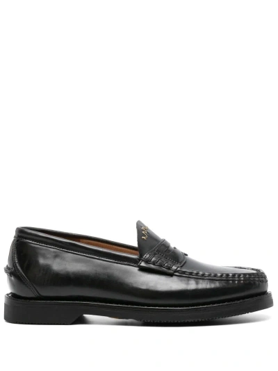 Visvim Fabro-folk Leather Loafers In Black