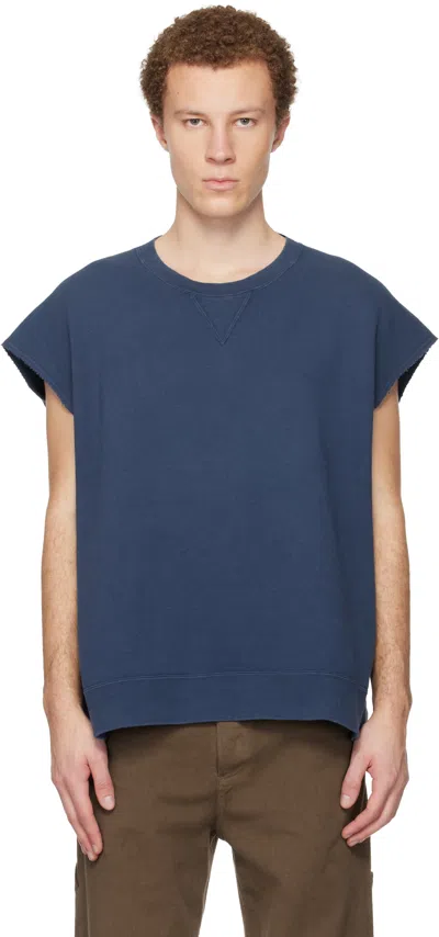 Visvim Blue Mondo S/l Dmgd Sweatshirt