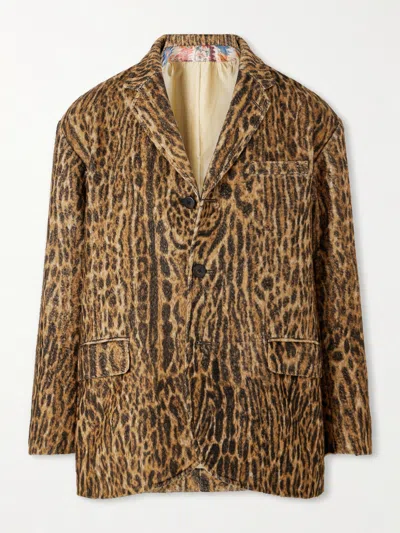Visvim Bowen Leopard-print Silk Blazer In Brown