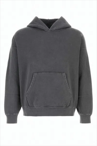 Visvim Boxy Cropped Hoodie With Kangaroo Pocket And Ribbed Details In Gray