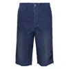 Visvim Distressed Knee-length Shorts In Blue