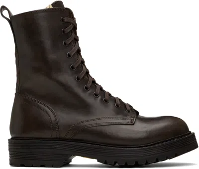 Visvim Brown Gillespie Folk Boots In Dk.brown