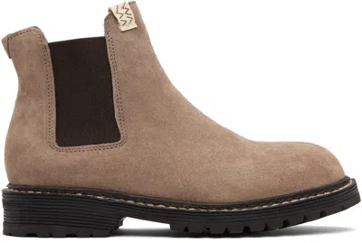 Visvim Brown Gornergrat Mid-folk Chelsea Boots In Sand