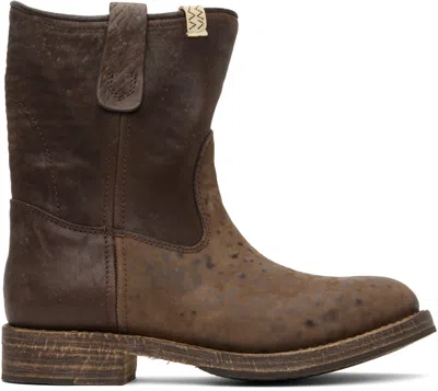 Visvim Brown Wabanaki Folk Chelsea Boots In Dk.brown