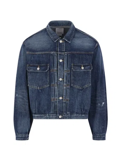 Visvim Social Sculpture 101 X Dmgd-1010 Cropped Distressed Selvedge Denim Jacket In Blue
