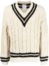 Visvim Cable-knit V-neck Jumper In White