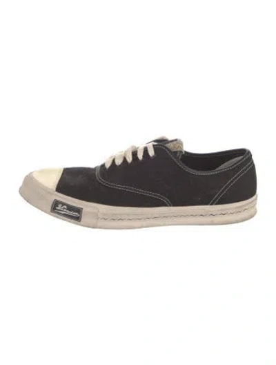 Pre-owned Visvim Canvas Leather Trim Embellishment Sneakers In Black/white