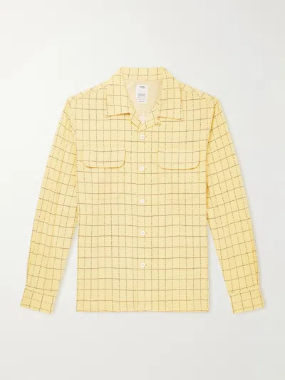 Visvim Carrow Convertible-collar Checked Wool Shirt In Yellow