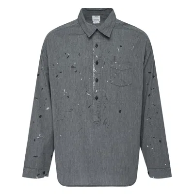 Visvim Paint-splatter Chambray Shirt In Gray