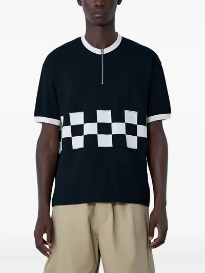 VISVIM CHECKERBOARD PANEL KNITTED T-SHIRT