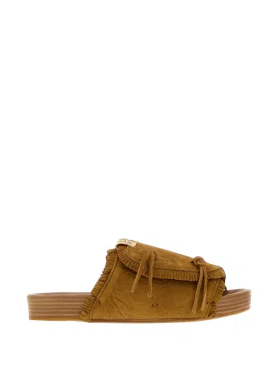 Visvim Christo Fringed Sandals In Brown
