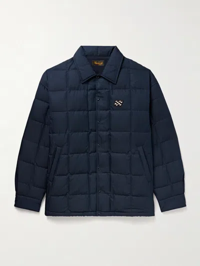Visvim Coach Appliquéd Quilted Wool And Silk-blend Twill Down Jacket In Blue