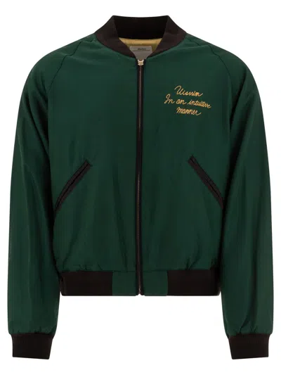 Visvim "hackett" Embroidered Bomber Jacket In Green